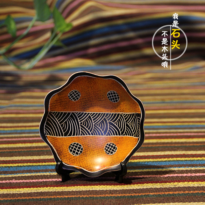 非洲特产工艺品小盘子肯尼亚肥皂石博古架上的小摆件装饰纯手工碗