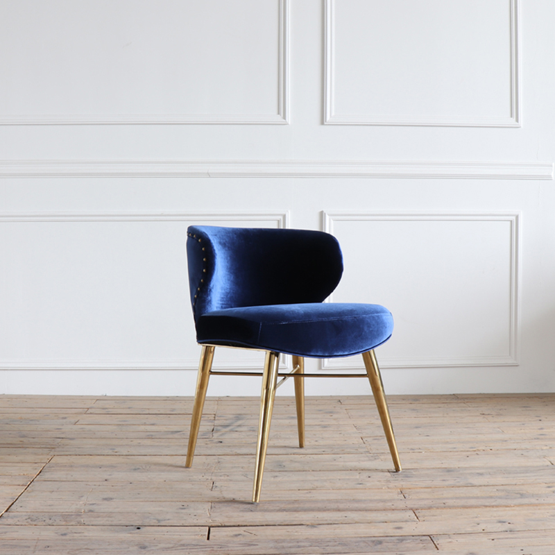 美式绒布艺餐椅/欧式新古典创意铁艺书椅梳妆椅/咖啡厅会所椅子