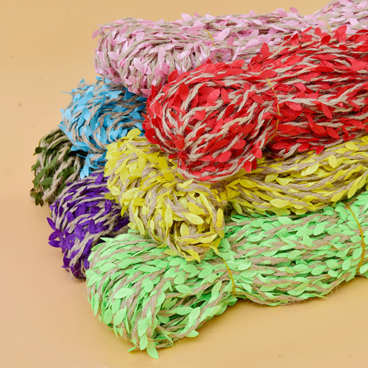 创意diy手工麻绳树叶绳绿色彩色森林绳幼儿园环创装饰吊饰编织带
