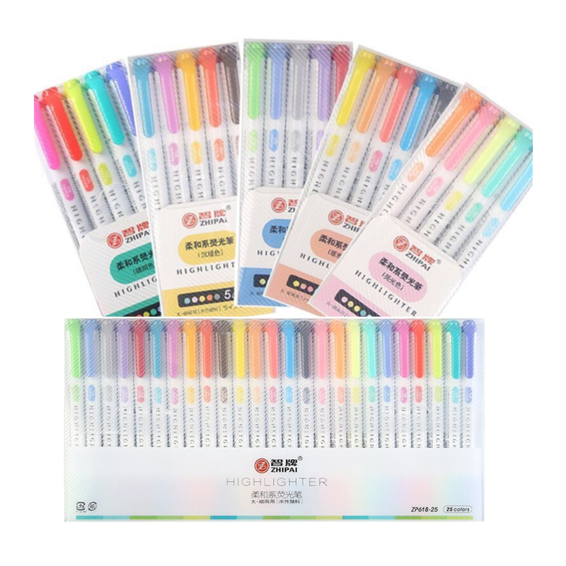 智牌荧光标记笔学生用糖果色装斑马平替记号笔彩色粗划重点闪光笔