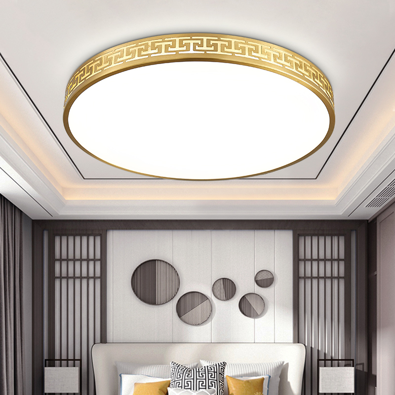 新中式圆形卧室吸顶灯超薄现代简约家用中国风玄关走廊过道灯led