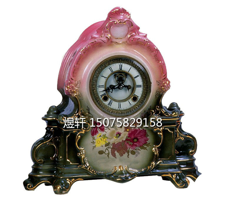 钟表欧式仿古董钟工艺瓷壳陶瓷座钟|样板房装饰摆设欧式仿故宫钟