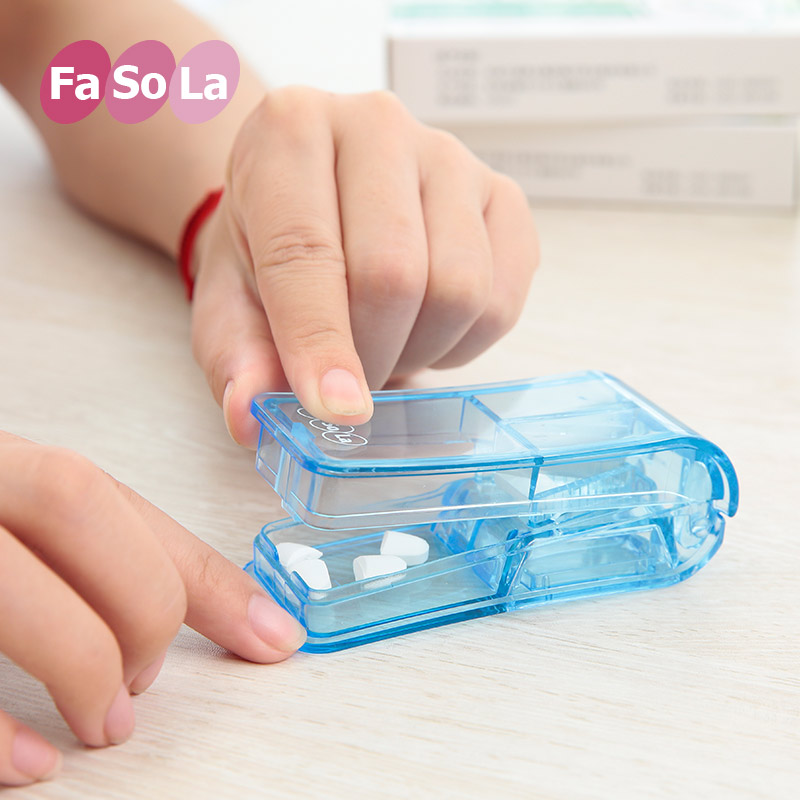 日本FaSoLa切药器可固定药片分割器便携一周药盒药品分药器碎药盒