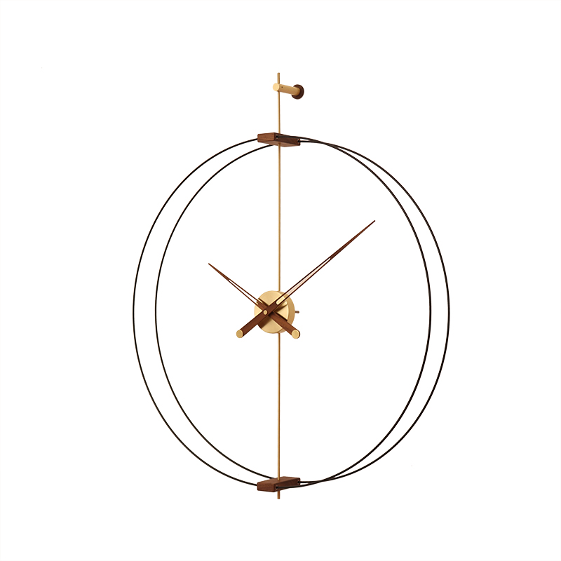 创意北欧风格简约时尚黄铜轻奢圆形家用客厅静音挂表时钟钟表