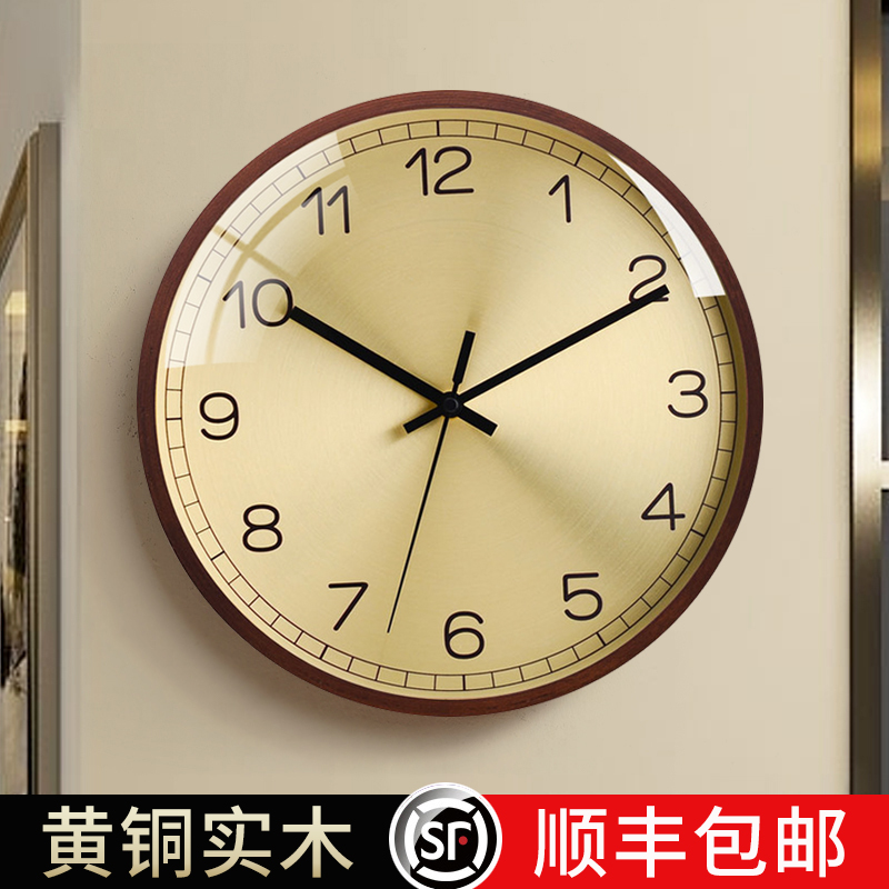 新品北欧轻奢钟表时尚创意简约挂钟客厅家用石英钟木质新中式挂表