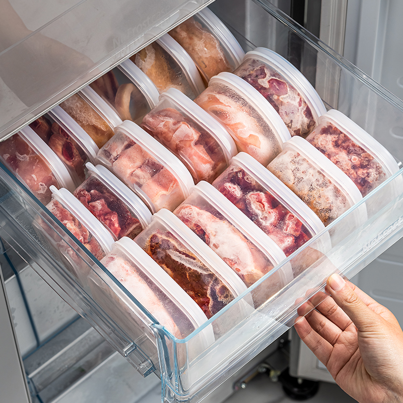 日本进口冰箱冻肉分格盒冷冻肉专用收纳盒葱姜蒜保鲜盒备菜分装盒