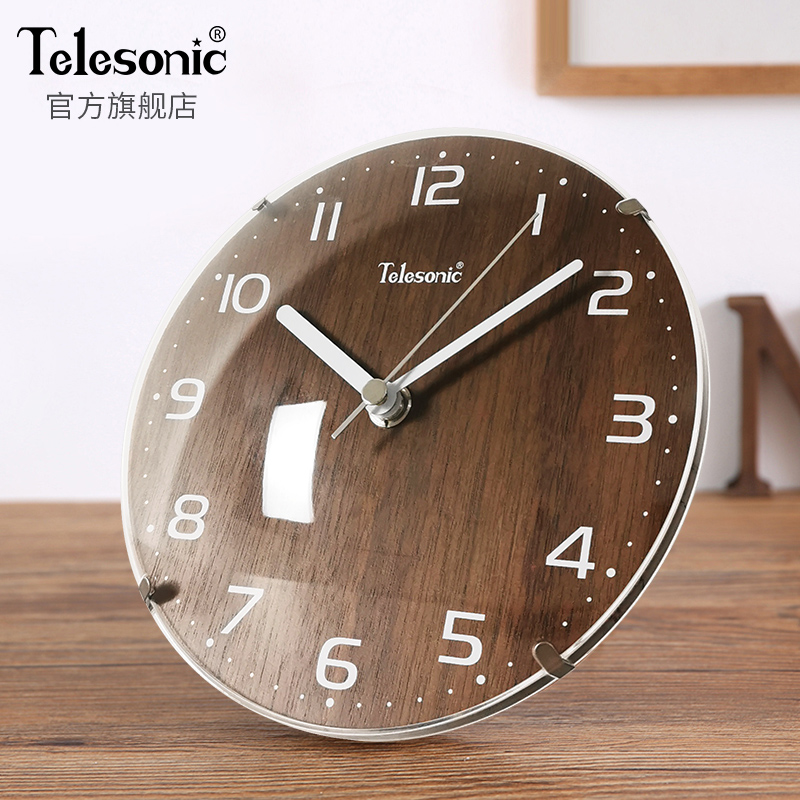 TELESONIC/天王星座钟现代简约台钟创意时钟客厅摆件静音桌面钟表