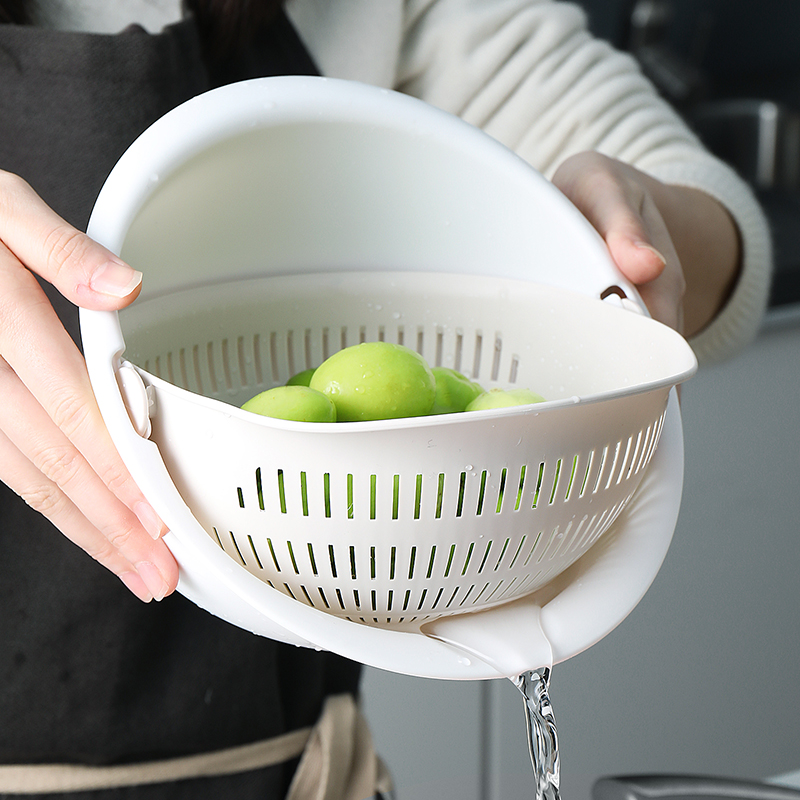 双层洗菜盆沥水篮子带盖塑料厨房家用洗水果洗菜神器洗米筛淘米盆