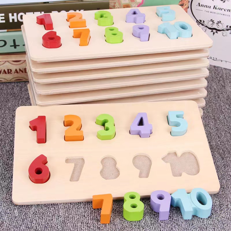 早教具木制益智婴幼儿童数字母动物形状认知配对嵌板老师推荐玩具