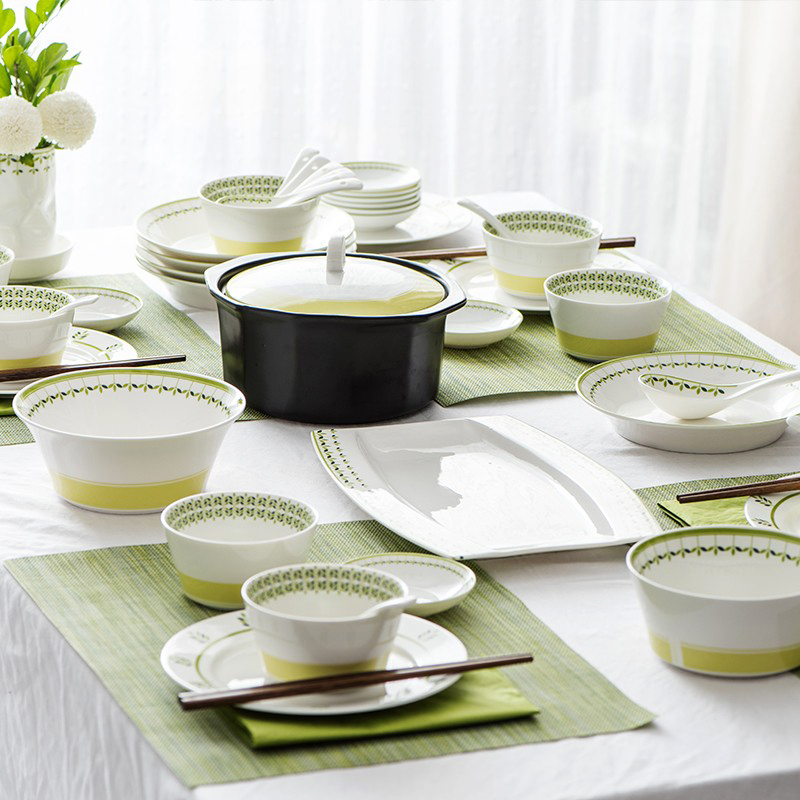 亿嘉碗碟套装家用新中式瓷器餐具盘子北欧简约小清新碗筷创意礼品