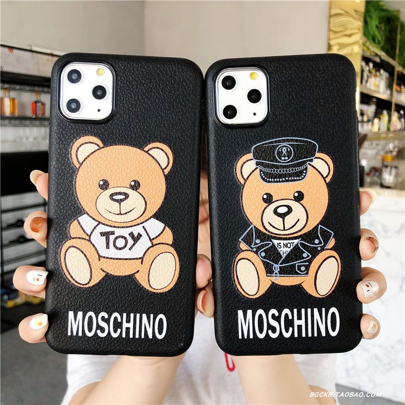 爱心Moschino背带小熊iphoneXS max手机壳苹果11 PRO全包防摔XS潮