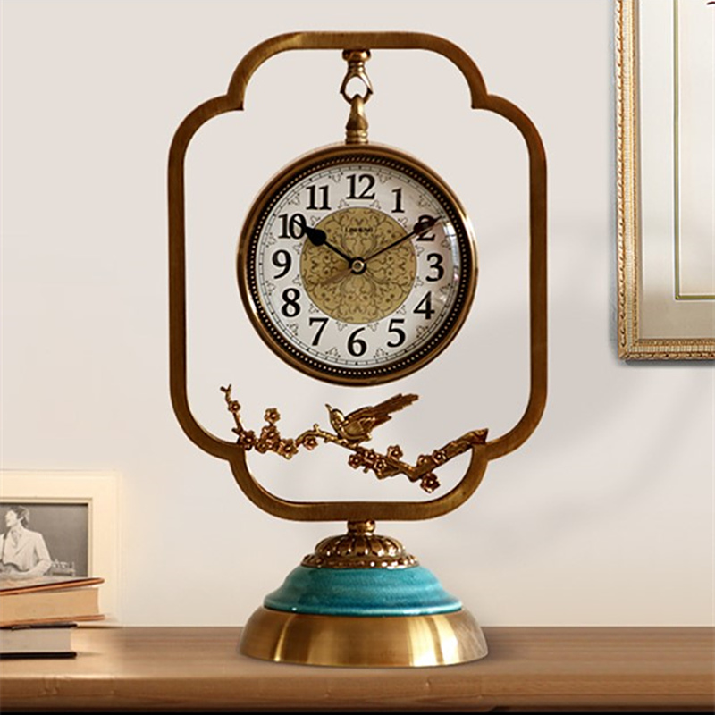 新中式座钟钟表摆件客厅个性创意台式钟家用台钟简约桌面时尚时钟