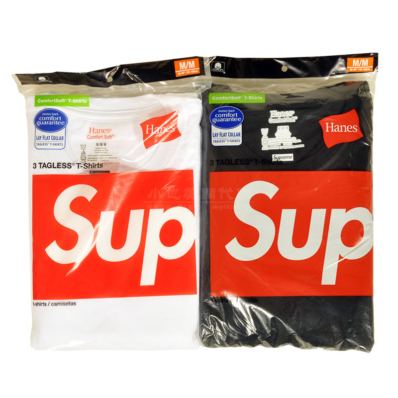 Supreme打底衫三件一包3件男女短袖T恤黑白纯棉Sup小标Box Logo潮