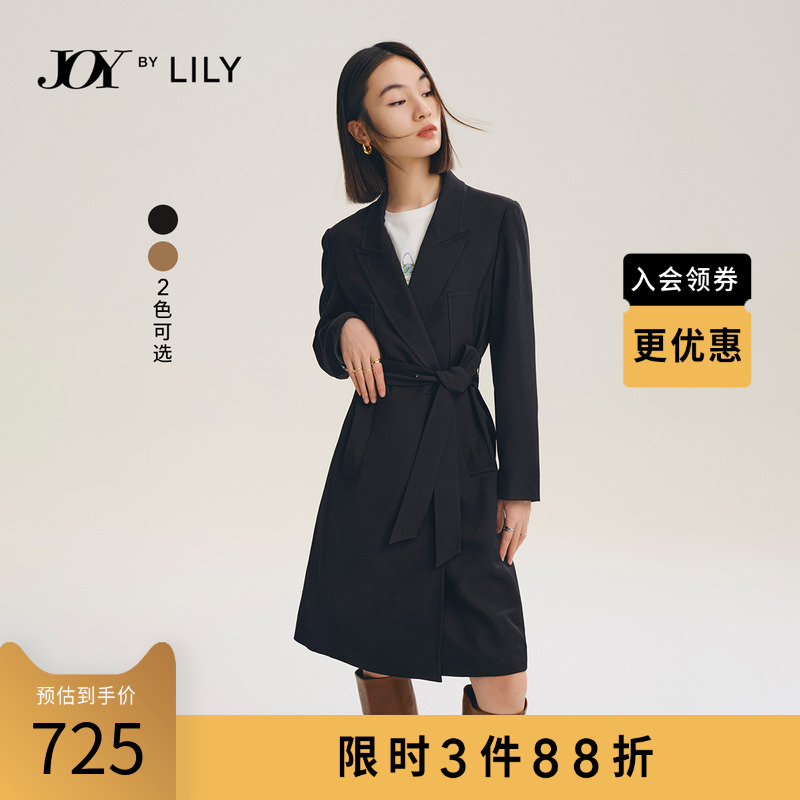 LILY2022秋新款女装气质通勤款高级感法式简约一粒扣西装风衣外套