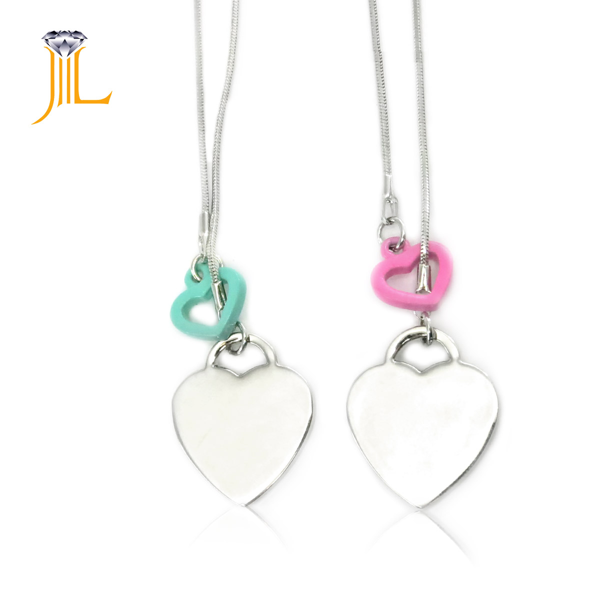 Jewellery Links粉红色粉蓝色心形项链女夏小众设计感潮流饰品