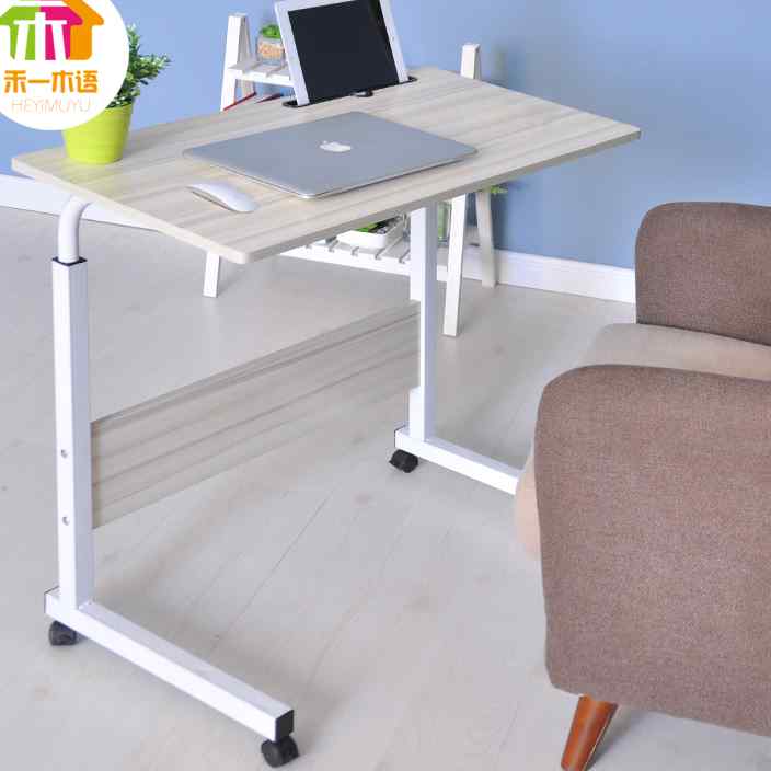 可移动简易升降笔记本电脑桌床上书桌置地用移动懒人桌床边电脑桌