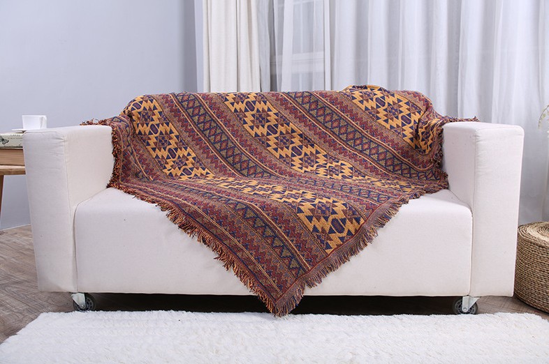 民族风加厚可洗北欧长方形复古沙发F垫纯棉毯子沙发机器织造地毯