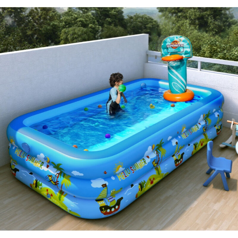 儿童游泳池自动充气长方形加厚超大互动洗澡水池婴儿家用家庭成人
