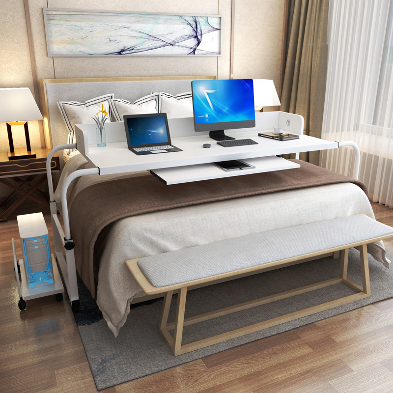 简约床上伸缩笔记本台式家用双人懒人书桌可移动升降跨床电脑桌子