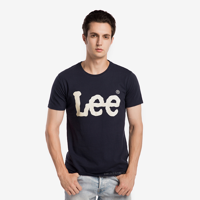 【彭于晏同款】Lee男士夏季深蓝色修身短袖经典T恤男L300702LQ6RR