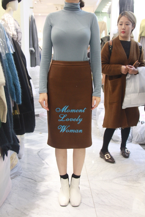 韩国东大门代购glam city 女士拼色字母时尚半裙不含其它S/M码