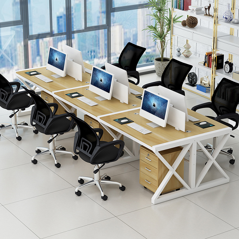 职员多人办公桌简约现代4/6人位家具电脑桌椅组合工作位屏风隔断