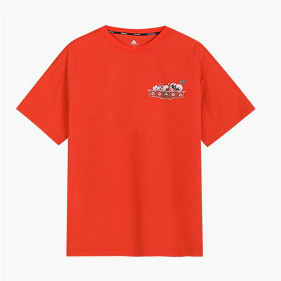 匹克红色潮流男圆领短袖T恤 2021夏季新款棉质透气学生男装上衣