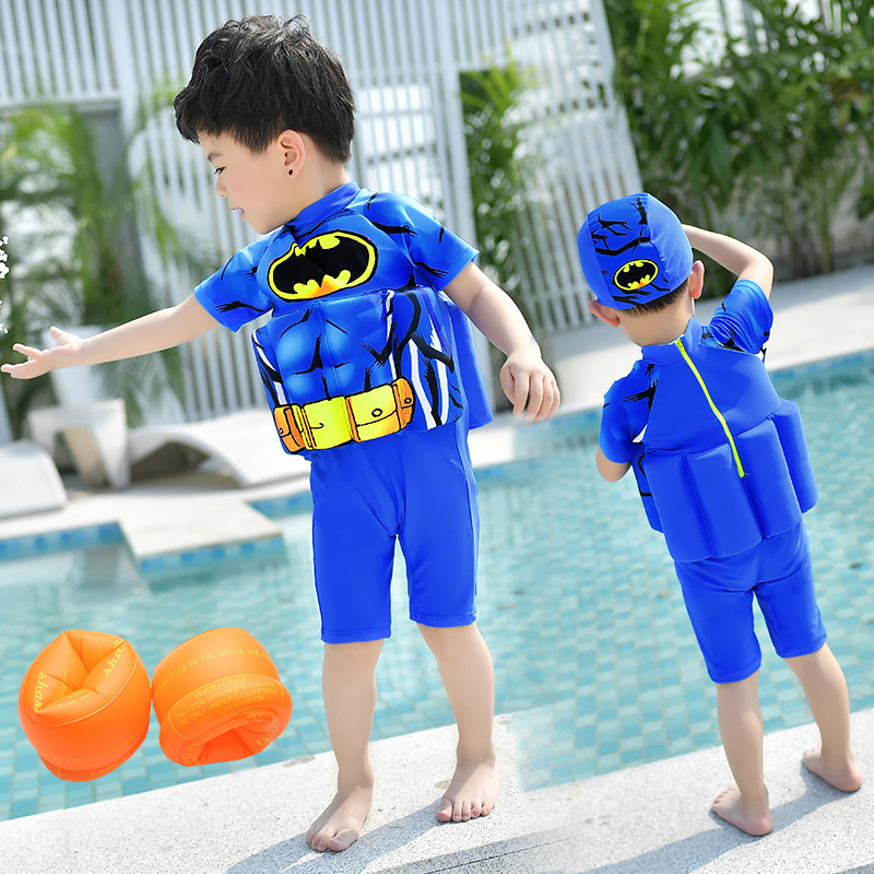 男童泳衣小童连体宝宝儿童泳衣自带浮力免充气小孩男孩速干游泳衣