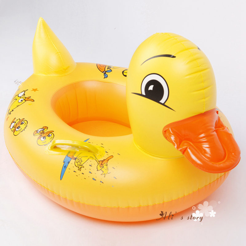 奇彩贝儿童游泳圈鸭子坐圈 宝宝卡通男孩女童泳圈1-4岁大黄鸭浮圈