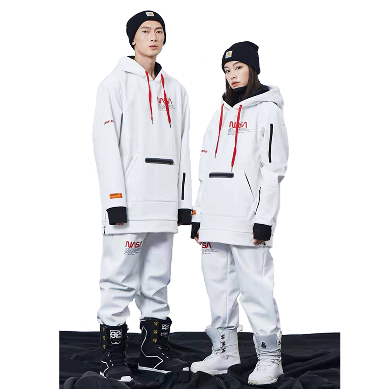 John Snow&NASA联名潮牌男女套装情侣软壳单双板滑雪服裤卫衣帽衫