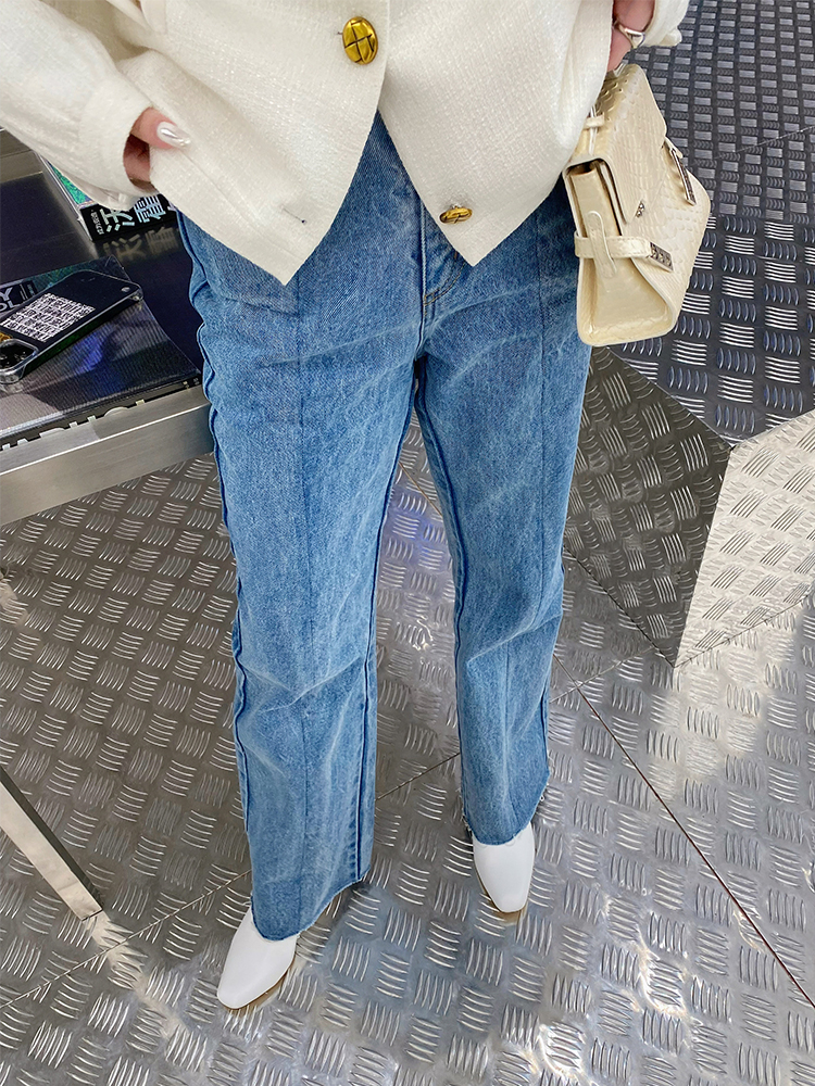 [折扣返场款]直筒牛仔裤女2022春季新款潮ins高腰设计感小众裤子