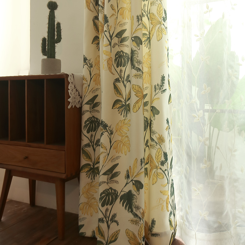 美式清新艺术卧室客厅阳台飘窗窗帘 现代简约定制半遮光帘 凌翠