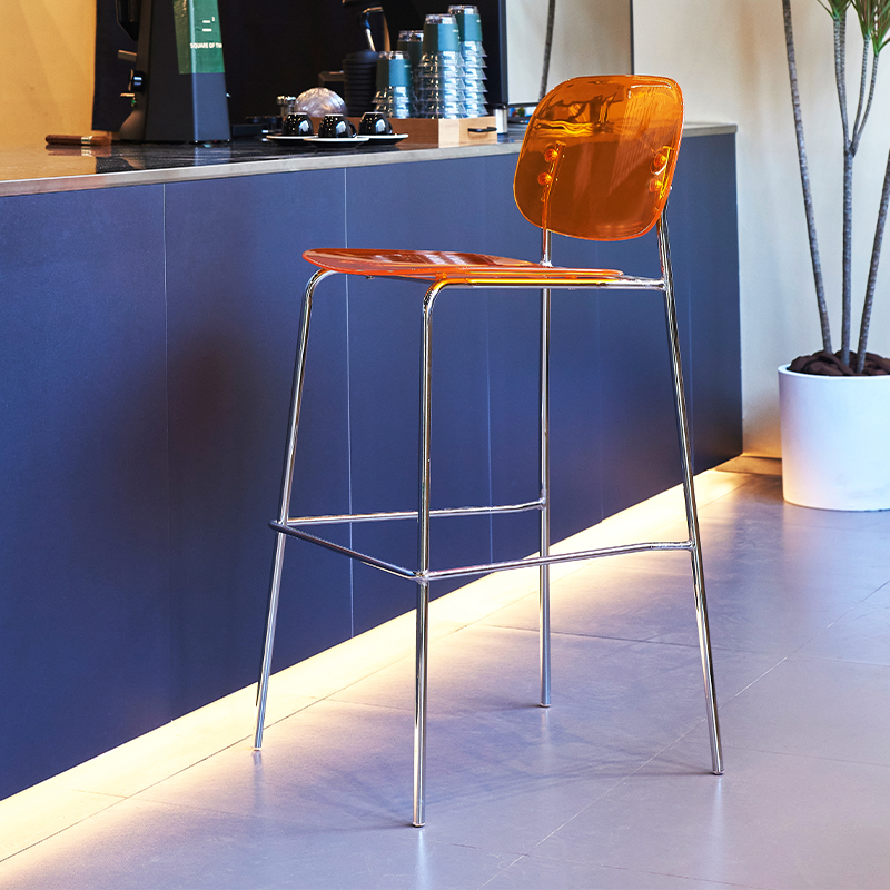北欧透明网红ins奶茶咖啡店靠背吧椅小户型家用酒吧吧台椅高脚凳