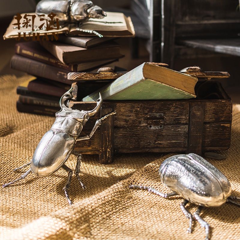 掬涵花园 金属大甲虫 花金龟挂件摆件墙面桌面装饰个性动物童话风