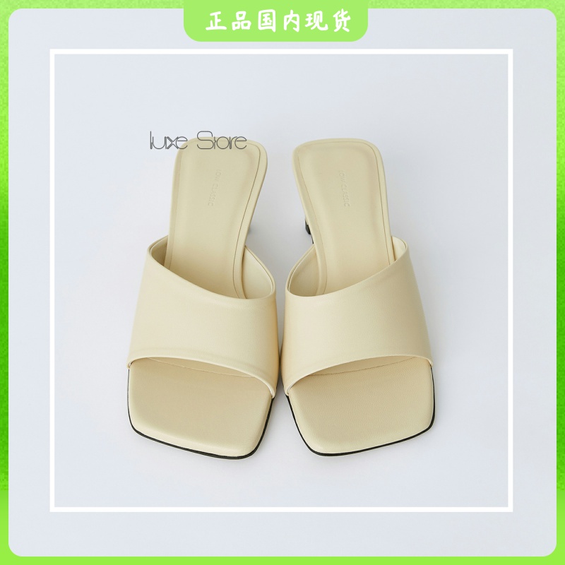 Luxe买手店 韩国正品直邮LOWCLASSIC 春夏方头凉拖中高跟凉鞋拖鞋