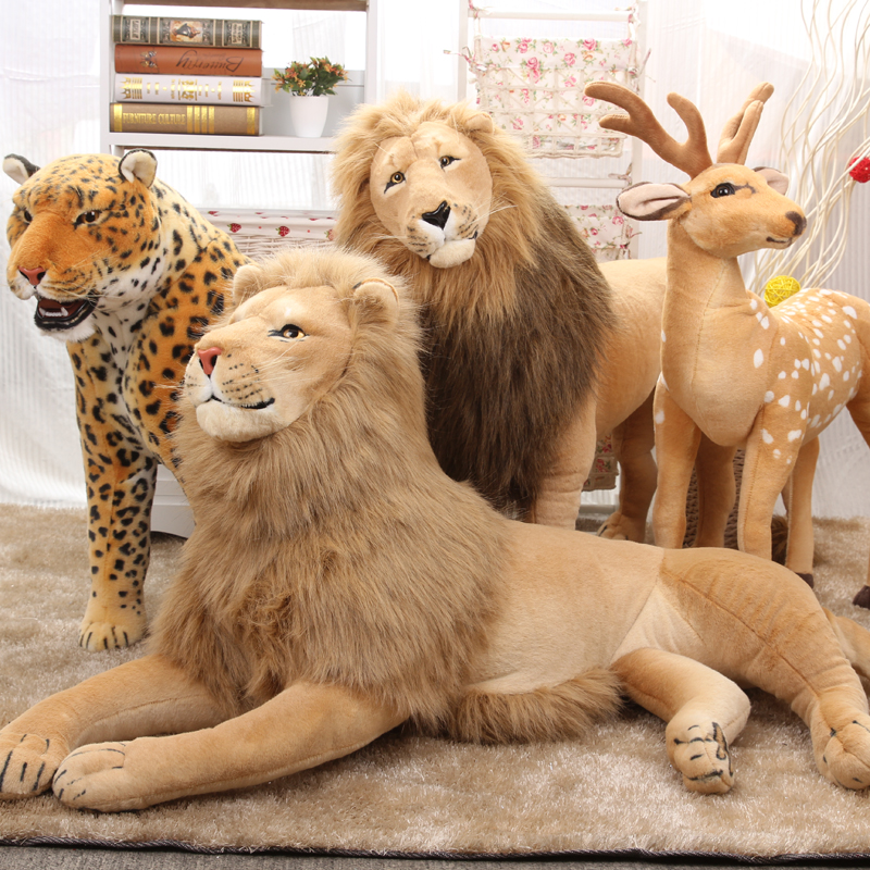 大型仿真动物老虎狮子豹子毛绒玩具 长颈鹿玩偶布娃娃 儿童可乘骑