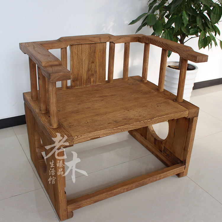 老榆木门板禅椅主人椅茶台中式实木禅凳门板料免漆瑜伽椅茶室围椅