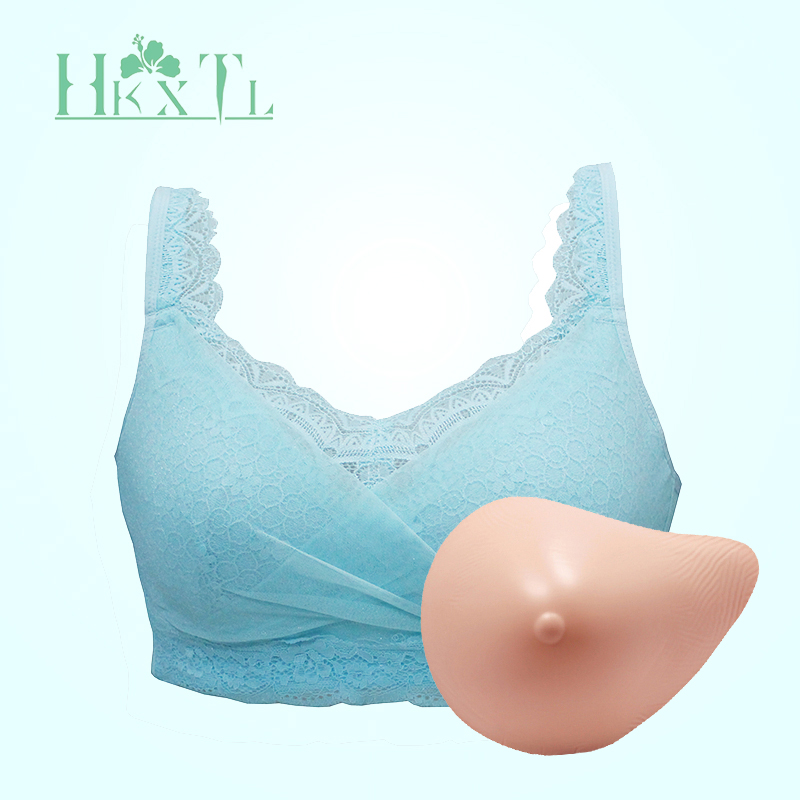 HKXTL轻质义乳文胸二合一套装透气硅胶术后假乳假胸仿真胸罩F902