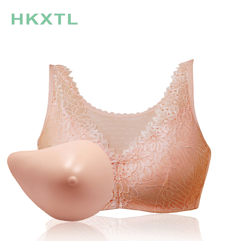 HKXTL轻质义乳文胸二合一套装胸罩术后透气夏季F06舒适内衣无钢圈