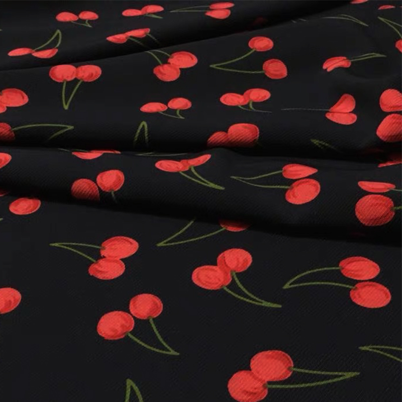 欧美植物花卉仿真丝花色织锦缎斜纹连衣裙风衣服装面料化纤布料