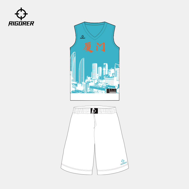 准者新款高端数码印定制城市系列成人篮球运动比赛训练团购套装