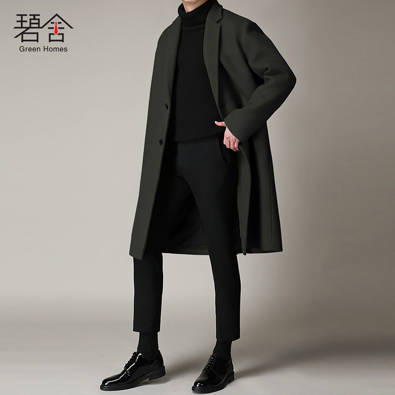 特惠羊毛呢大衣男秋冬季韩版双面时尚中长款英伦风衣羊绒落肩外套