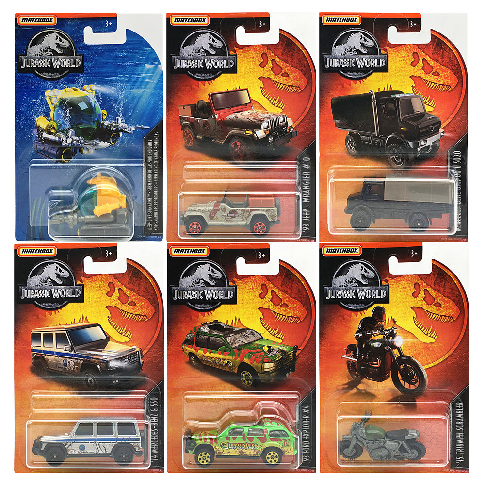 MATCHBOX火柴盒侏罗纪世界小车模型玩具合金奔驰越野恐龙卡车汽车