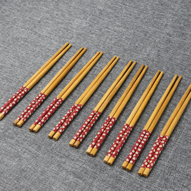 日式樱花筷子厨房餐具用品家用竹制筷家庭装环保木质酒店礼品特价