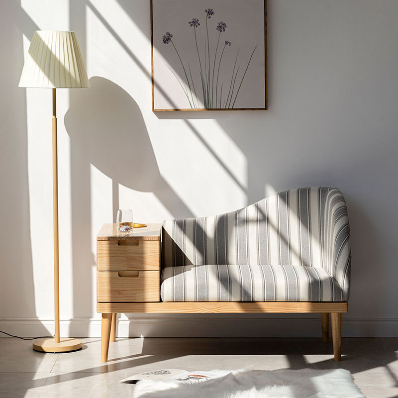 阳台储物沙发小户型原木风布艺现代简约北欧床头凳新中式床尾凳