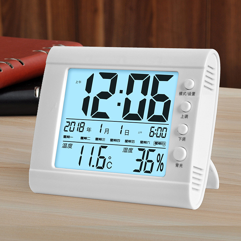 室内温度计家用精准高精度室温表干湿婴儿房温湿度计电子时钟夜光