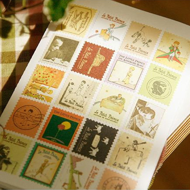 复古小王子折叠邮票贴纸 手帐日记DIY装饰贴画欧式建筑 4张80枚