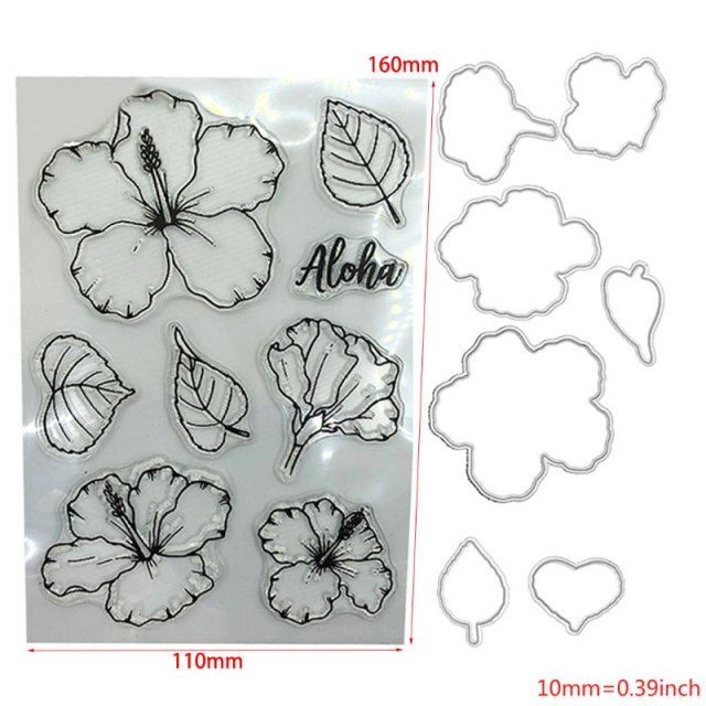 Flowers Clear Stamps Seal+Metal Cutting Dies Stencil DIY Scr