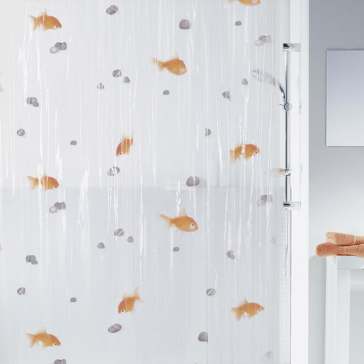 SPIRELLA/丝普瑞漂亮金鱼个性创意透明PEVA防水浴帘卫浴隔断新品