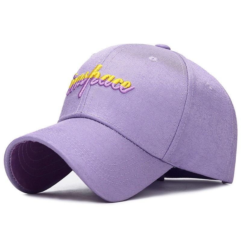 夏季新款银丝布棒球帽紫色男女时尚防晒刺绣遮阳帽休闲百搭太阳帽